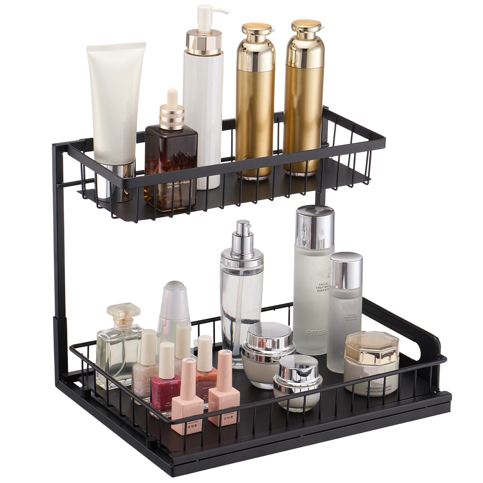 2-tier Pull Out Under Sink Cabinet Organizer Drawer Shelf Unit_voghion.com